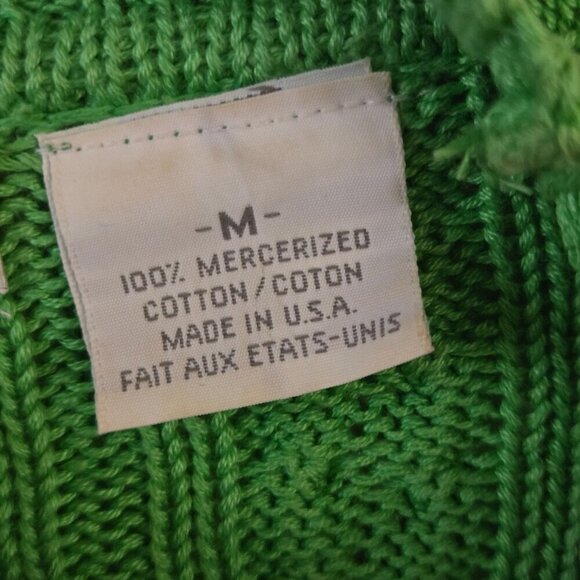 Liz Claiborne Collection Vintage Spring Green CableKnit Cotton Sweater Size M - Picture 6 of 6
